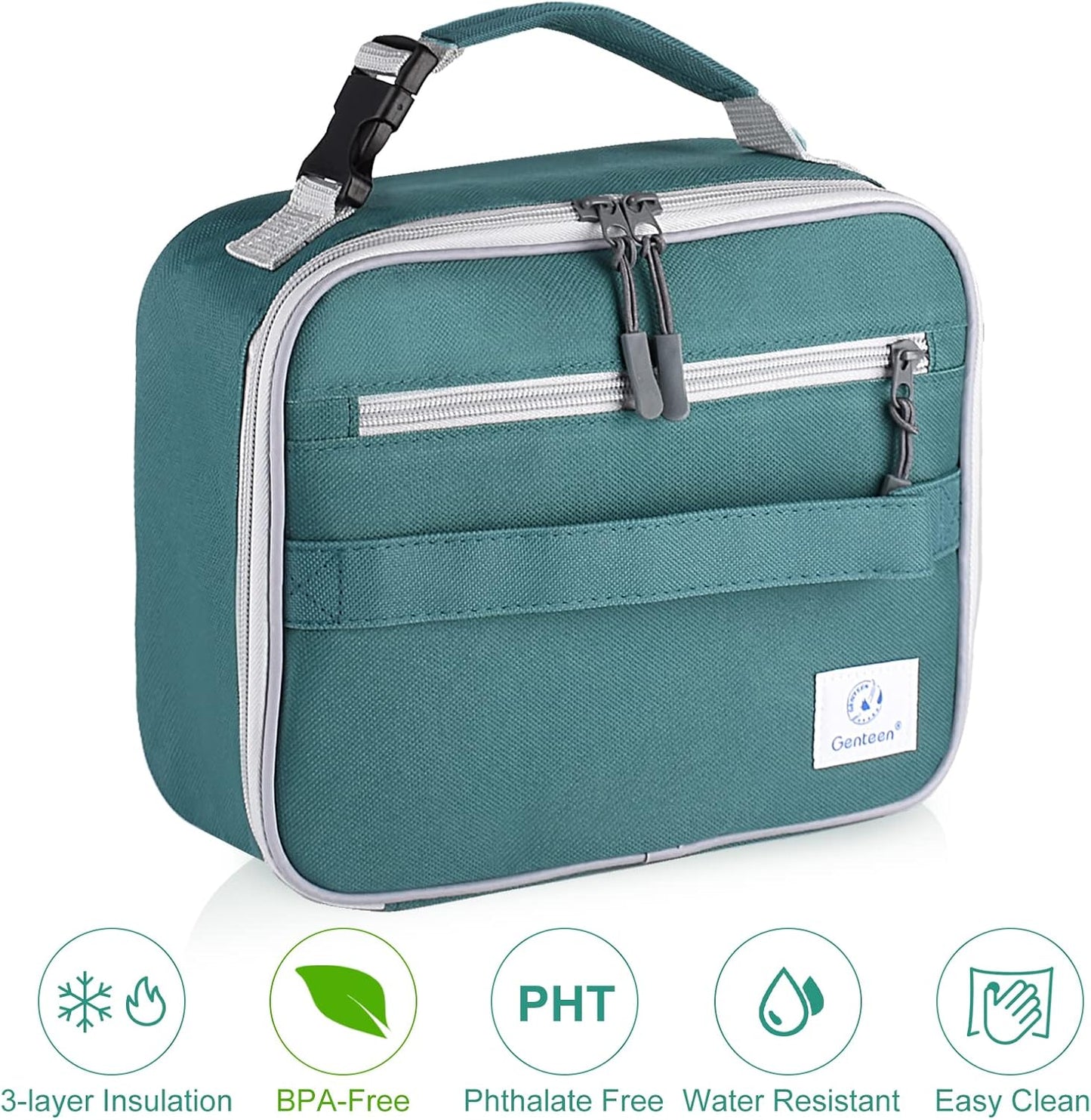 Genteen Lunch Box Kids, Insulated Lunch Bag Kids Boys Girls Back to School, Soft Lunch Box for Men Reusable Lunchbox for Office,Outdoor,School (Black)