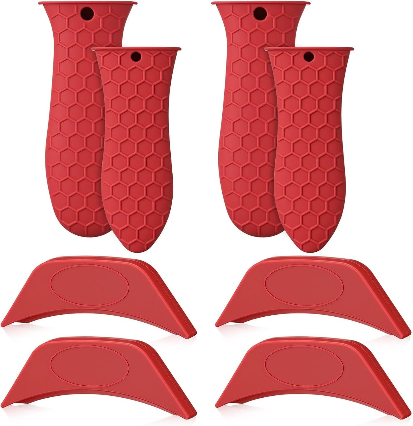 8 Pcs Silicone Pot Holders Set Cast Iron Handle Sleeve Heat Resistant Silicone Non-Slip Pot Handle Covers Small & Large Black for Cast Iron Skillets and Pans