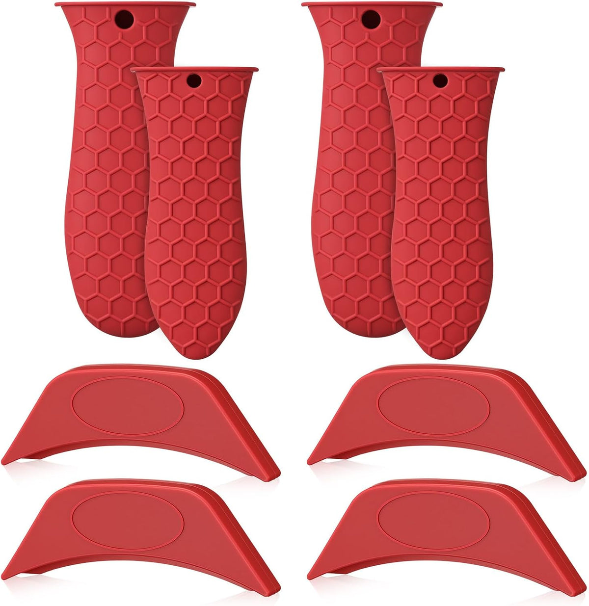 8 Pcs Silicone Pot Holders Set Cast Iron Handle Sleeve Heat Resistant Silicone Non-Slip Pot Handle Covers Small & Large Black for Cast Iron Skillets and Pans