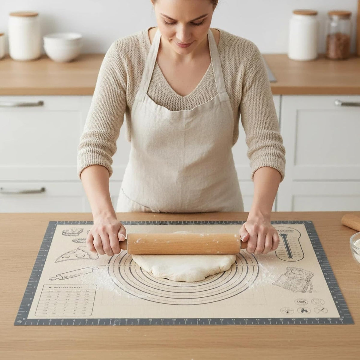 Silicone Baking Pastry Dough Mat - 28x20Inch Extra Large Cookie Bread Rolling Mats Sheet, Nonstick Kitchen Counter Kneading Board, Thick Reusable Pie Cookies Pizza Fondant Making Matt with Measurement