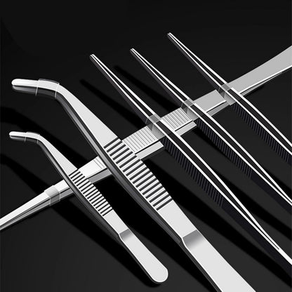 2-Pack 12-Inch BBQ Kitchen Tweezers Tongs, Extra-Long Stainless Steel Cooking Tweezers Dishwasher Safe for Grilling, Baking & Food Prep (12Inch BBQ Tongs)