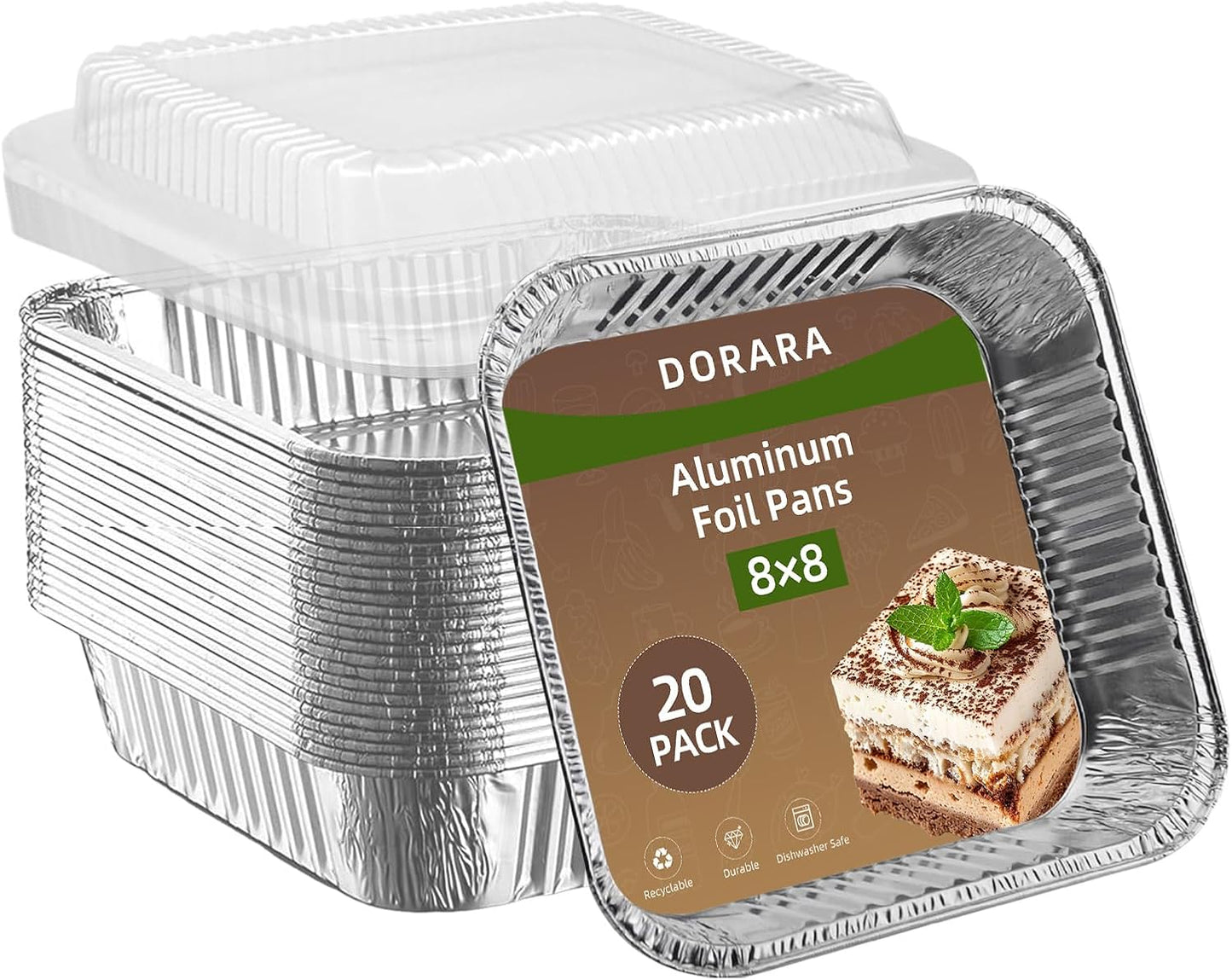 20 Pack 9x13 Aluminum Foil Pans with Lids - Heavy Duty Disposable Baking Pans, Oven Safe Steam Table Trays for Cooking, Meal Prep, Catering, Party, Food Storage & Transport - Silver, 2.5" Deep