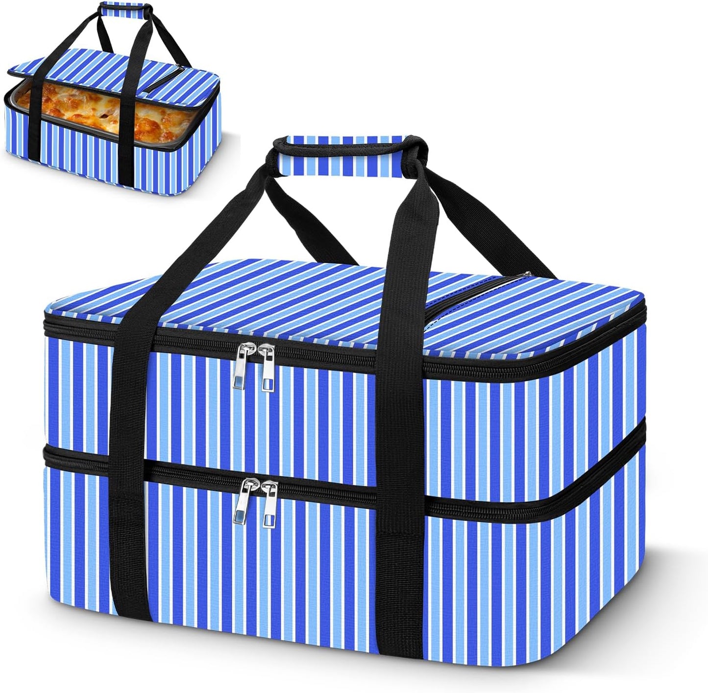 Coobiiya Insulated Casserole Carrier,Lasagna Lugger Tote Keeps Food Hot or Cold,Thermal Lunch Bag Warmer & Cooler Carrier Bag,Portable Tote Bag Fits 9" x 13" Baking Dish for Picnic and Cookout