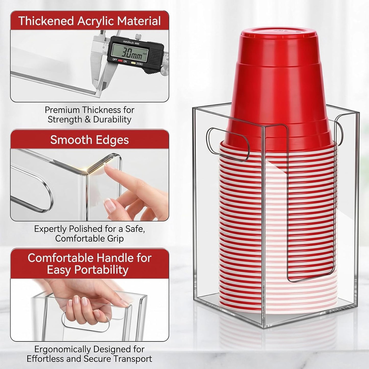 Cup Dispenser, Wall Mount Cup Holder Fits Cups Up to 18 oz, Disposable Paper & Plastic Coffee Cup and Lid Organizer for Countertop Bar, Kitchen, Breakroom Restaurant