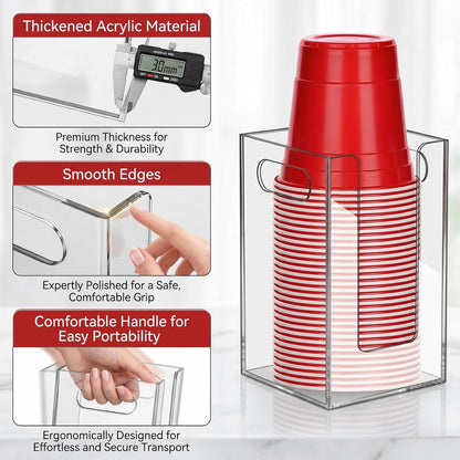 Cup Dispenser, Wall Mount Cup Holder Fits Cups Up to 18 oz, Disposable Paper & Plastic Coffee Cup and Lid Organizer for Countertop Bar, Kitchen, Breakroom Restaurant