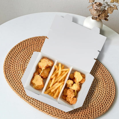 30 Pack 3 Compartment Take Out Food Containers, 7.5x5.4x2.6" Bamboo Pulp Paper Take Out Boxes, Disposable To Go Container Take Out Containers, Greaseproof Paper Bento Box Takeout Lunch Boxes with Lid