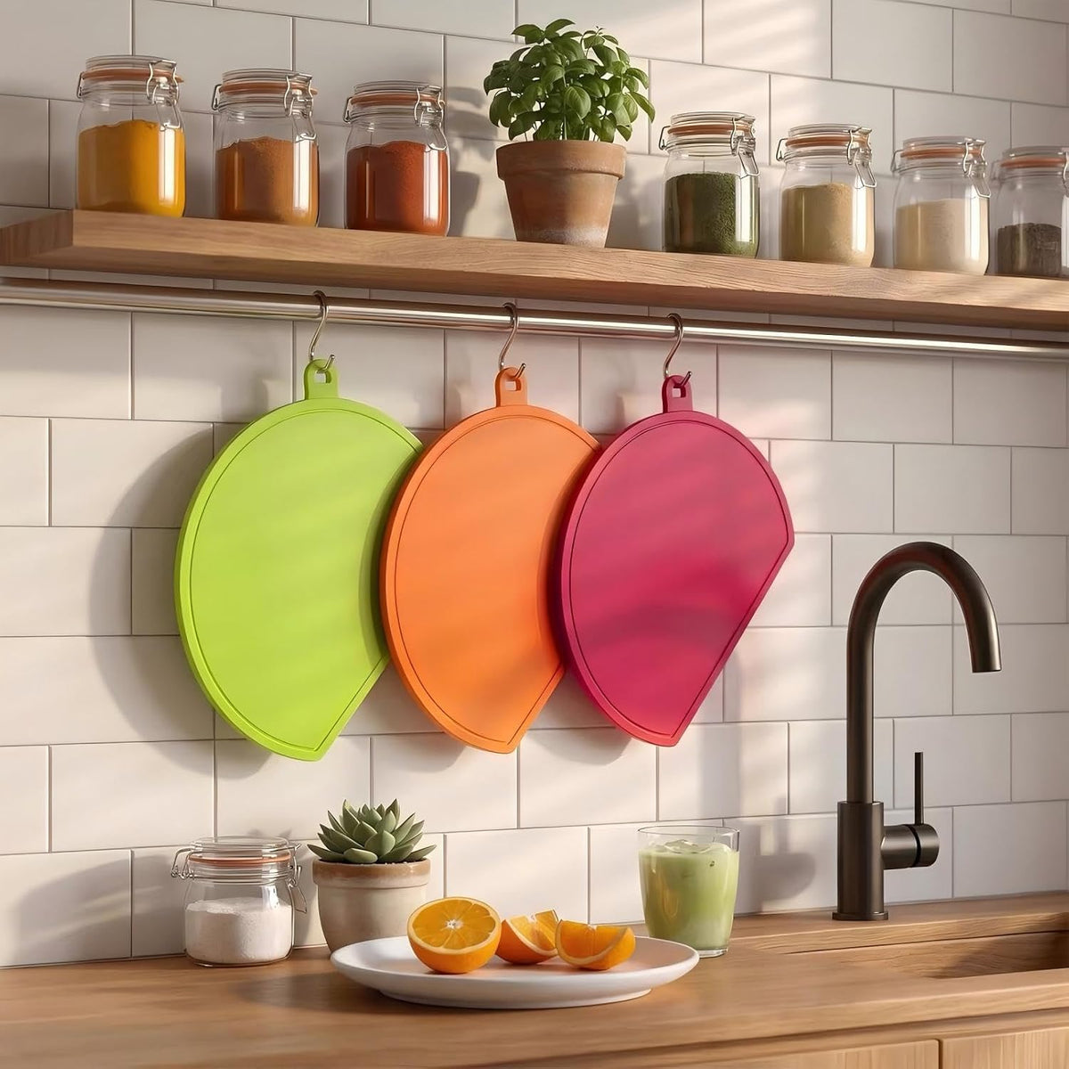Thick TPU Cutting Board for Kitchen, Flexible Cutting Mat (Orange)