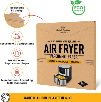 Bamboo Steamer Liners 8.5", 220 Pcs Air Fryer Parchment Paper Sheets
