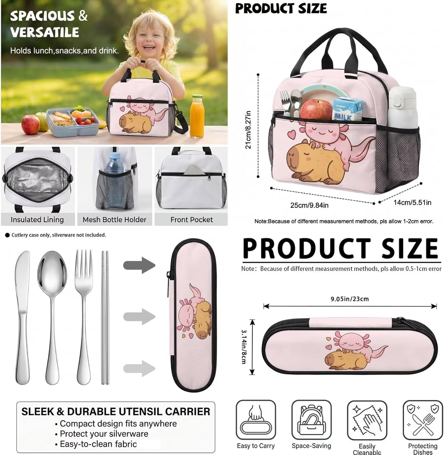 Highland Cow Backpack with Lunch Box Set for Kids Sunflower School Backpack for Girls Boys Back to School Bag Student Travel Backpacks Reusable Utensils Pen Case Water Bottle Bag 5PCS