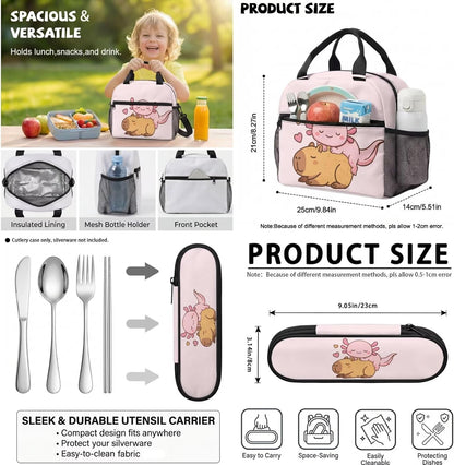 Highland Cow Backpack with Lunch Box Set for Kids Sunflower School Backpack for Girls Boys Back to School Bag Student Travel Backpacks Reusable Utensils Pen Case Water Bottle Bag 5PCS
