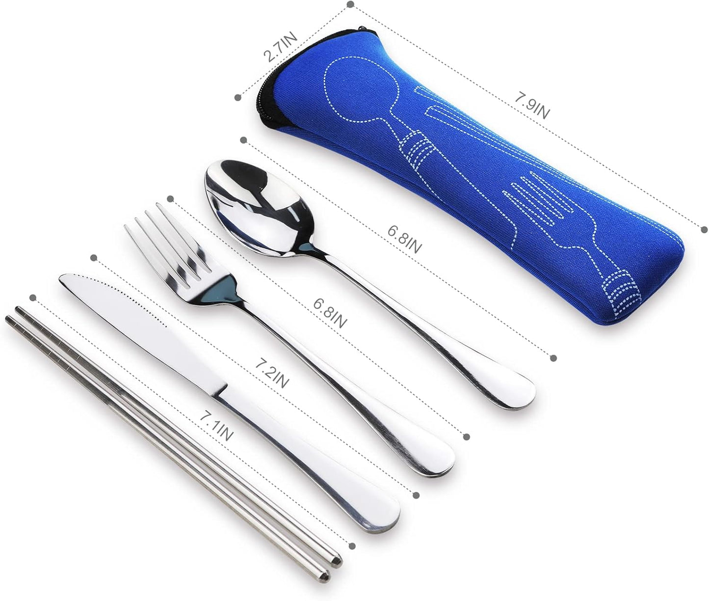 Portable Silverware Set with Case, Lengnoyp Travel Camping Utensils Set, Premium Stainless Steel Travel Cutlery Set