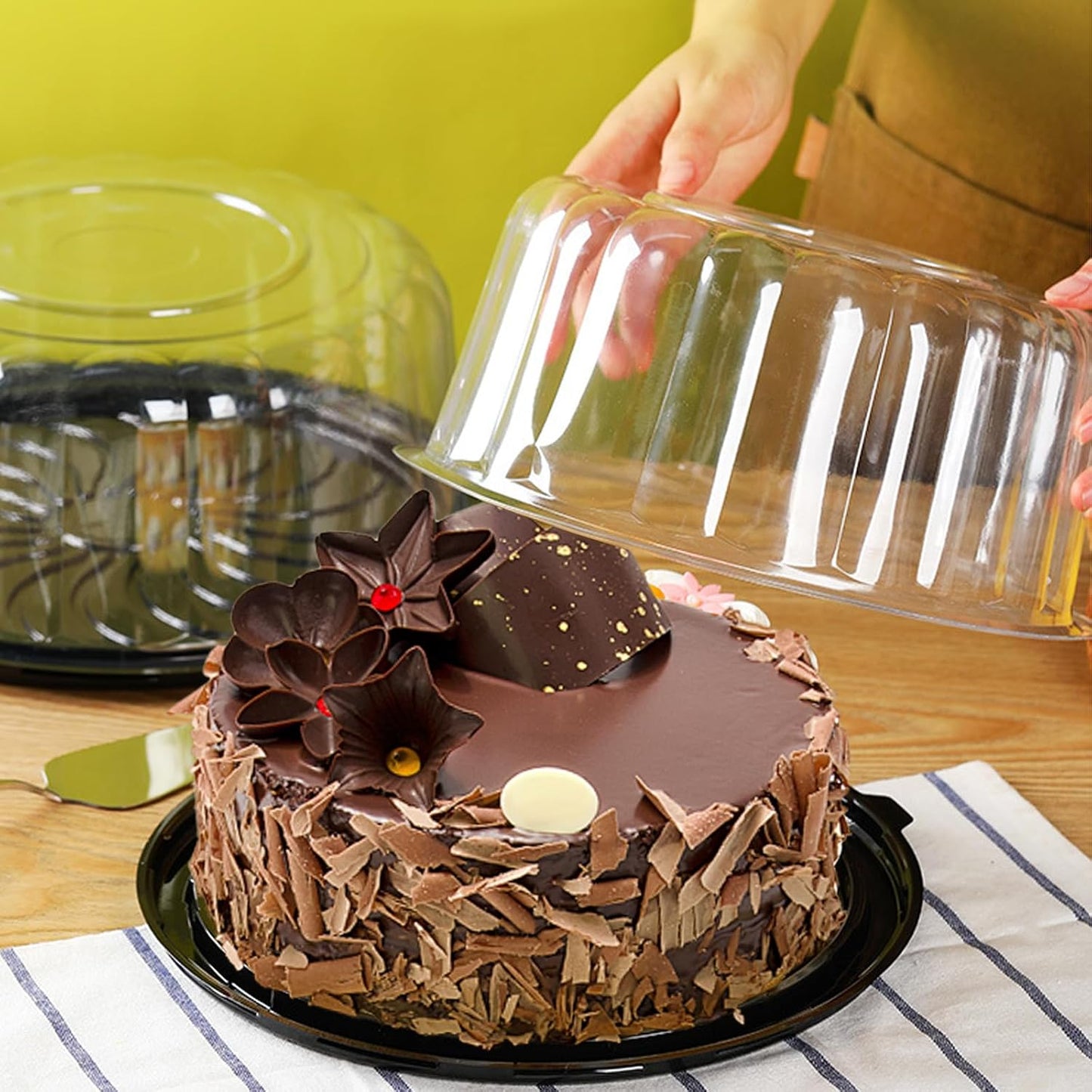 5pcs 10Inch Round Cake Pies Carriers Plastic Disposable Cake Containers with Dome Lids Clear Bundt Cake Boxes