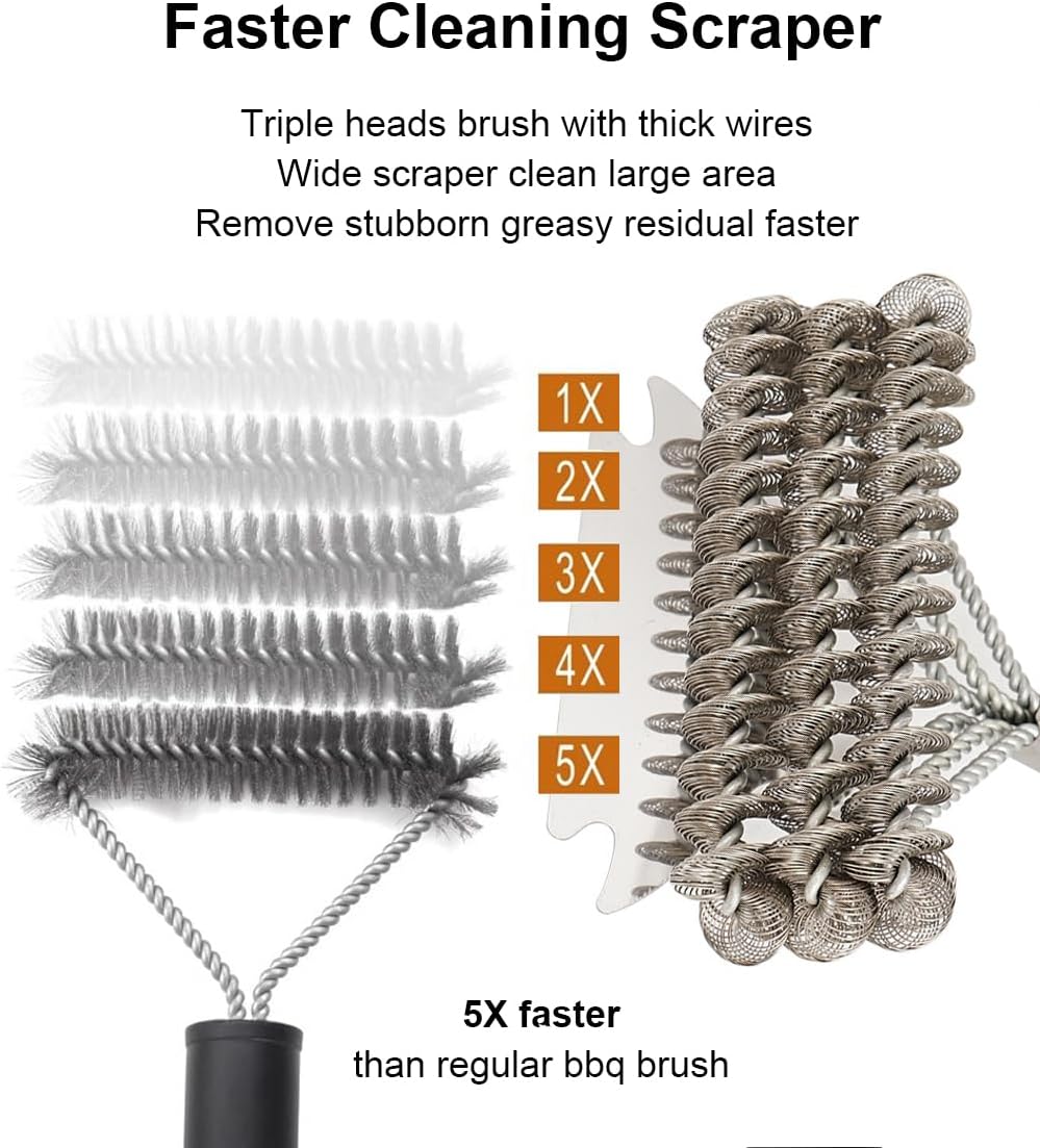 Grill Brush Grill Cleaning Kit, Grill Cleaner BBQ Grill Accessories Grill Rescue Brush Grill Brush Bristle Free, Grill Brush for Outdoor Grill BBQ Brush for Grill Cleaning (D23)