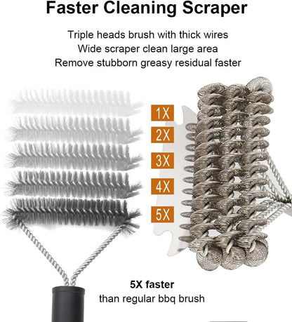 Grill Brush Grill Cleaning Kit, Grill Cleaner BBQ Grill Accessories Grill Rescue Brush Grill Brush Bristle Free, Grill Brush for Outdoor Grill BBQ Brush for Grill Cleaning (D23)