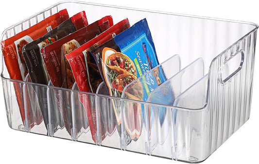 BSTKEY Seasoning Packet Organizer, Food Storage Organizer with Divided 8 Removable Compartments, Plastic Storage Caddy for Kitchen Pantry Cabinet, Kitchen Organization Bin for Snacks Spice Packets