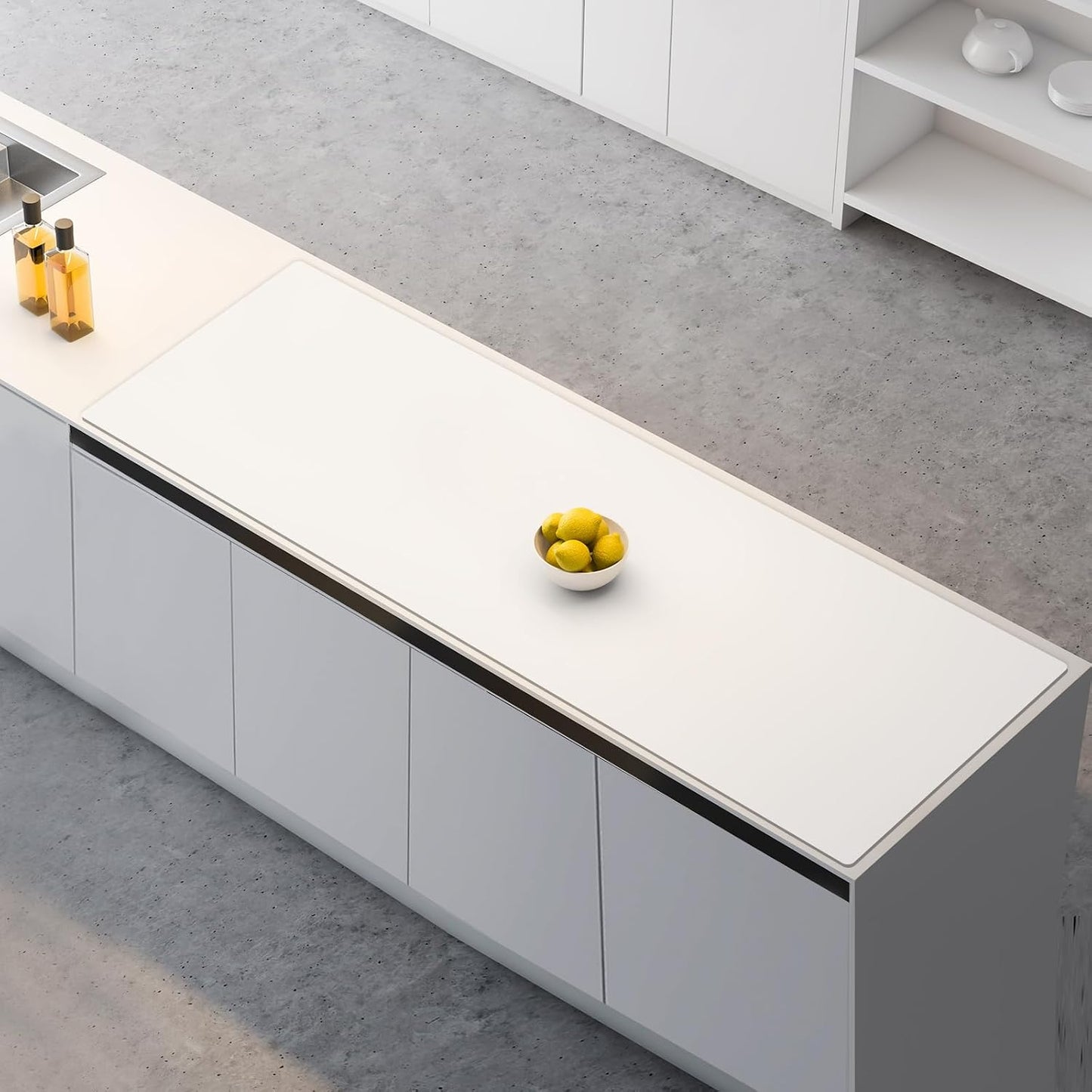 Silicone Mats for Kitchen Counter, 47.3"x23.6"x0.08" Largest Heat Resistant Mat Kitchen Island Waterproof 2MM Thick Countertop Protector Mat Nons-slip Extra Large Counter Mat (Black)
