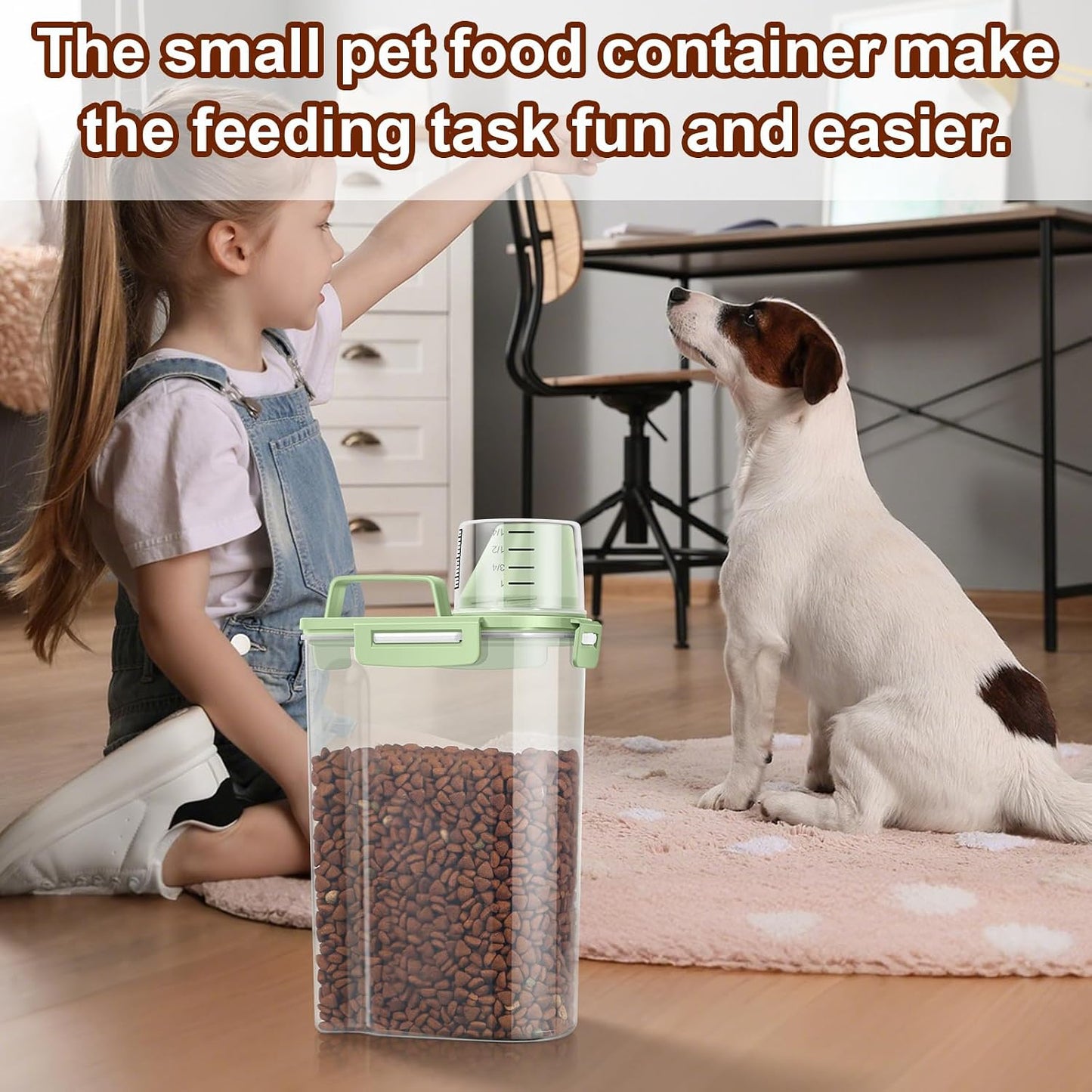 TBMax Pet Food Storage Containers 2 Pack 8-10 Lbs Airtight Dog Food Container Dispenser with Large Spout & Portable Handle, Travel Dog Treat Cat Food Storage Bin Bird Seed Container
