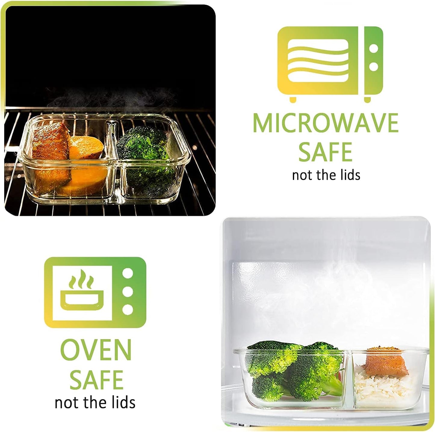 M MCIRCO [5-Pack,36 Oz] Glass Meal Prep Containers 2 Compartments Portion Control with Upgraded Snap Locking Lids Glass Food Storage Containers, Microwave, Oven, Freezer and Dishwasher (4.5 Cups)