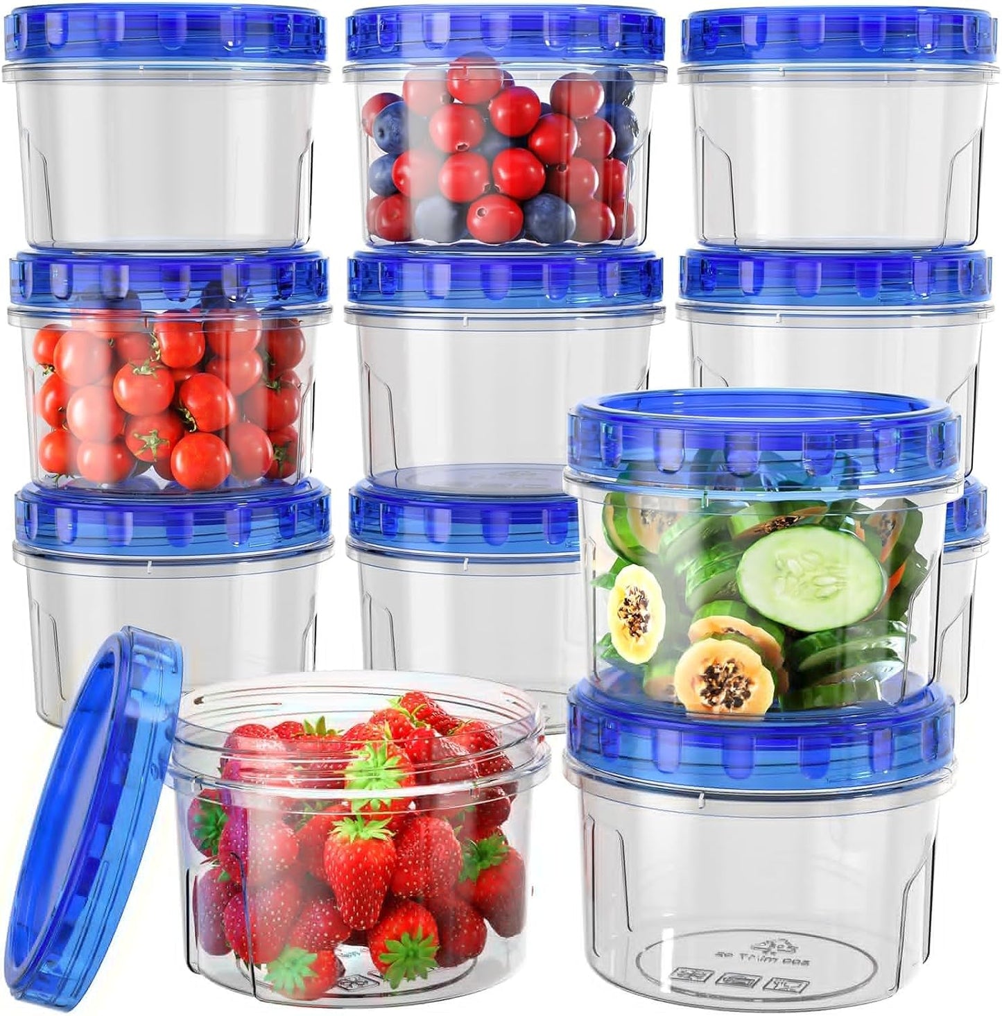 Freezer Storage Containers, [6 Pack-16 Oz] Airtight Plastic Food Storage Containers with Twist Top Lids, Soup, Meal Prep Containers | BPA Free | Stackable | Leakproof | Microwave/Dishwasher Safe