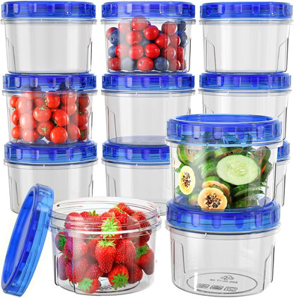Freezer Storage Containers, [6 Pack-16 Oz] Airtight Plastic Food Storage Containers with Twist Top Lids, Soup, Meal Prep Containers | BPA Free | Stackable | Leakproof | Microwave/Dishwasher Safe