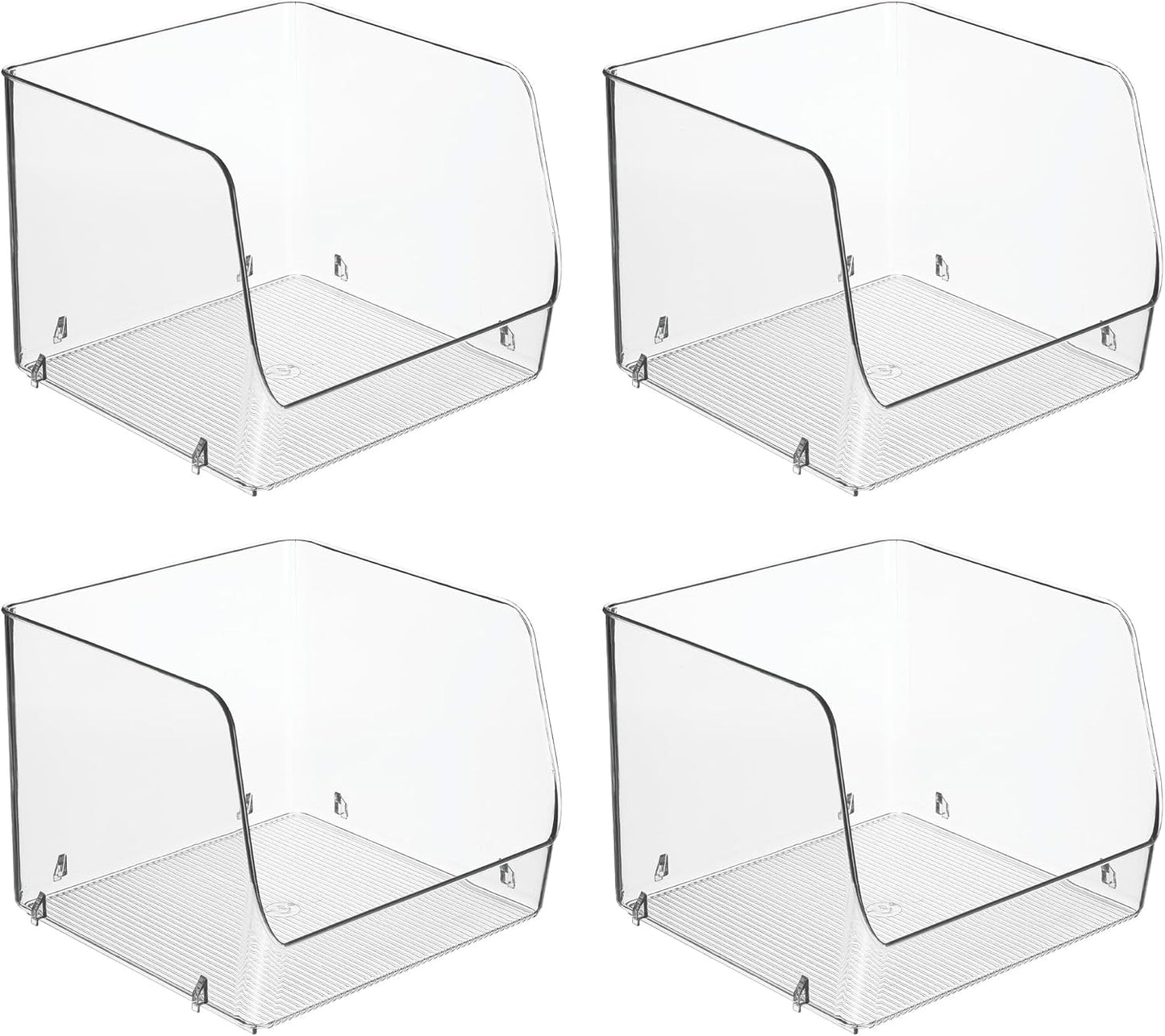 iDesign Stackable Clear Open Front Storage Bin, Easy Access Organizer for Kitchen, Pantry or Cabinet, 4-Pack