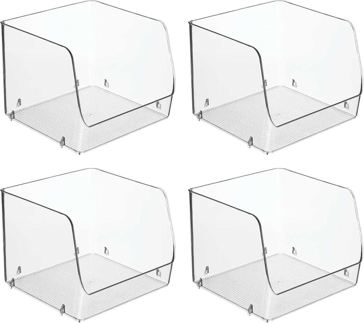 iDesign Stackable Clear Open Front Storage Bin, 4-Pack | Easy Access Organizer, For Kitchen, Pantry or Cabinet