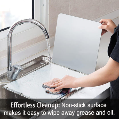 3 Sided Foldable Splatter Guard, Stainless Steel Grease Splatter Screen, Non-Stick Oil Splash Guard, Anti-Grease Cooking Shield, Heat-Resistant Stove Protector with Safe Edge, Easy to Clean (Medium)