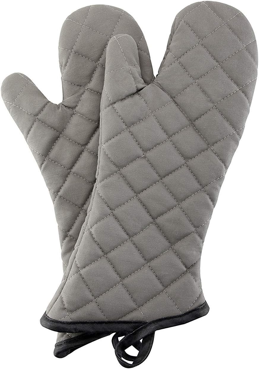 ARCLIBER Grey 13" Quilted Oven Mitts 1 Pair Flame Heat Resistant