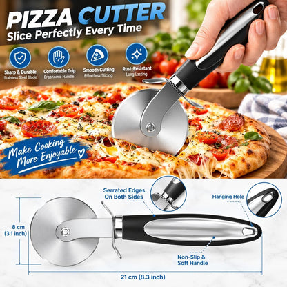 2PCS Pizza Wheel Cutter and Pie Server