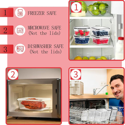 Skroam 72 piece Food Storage Containers Set with Airtight Lids (36 Containers & 36 Lids), Plastic Leak-Proof Kitchen Storage Containers for Pantry Organizers and storage - Meal Prep, Lunch Containers