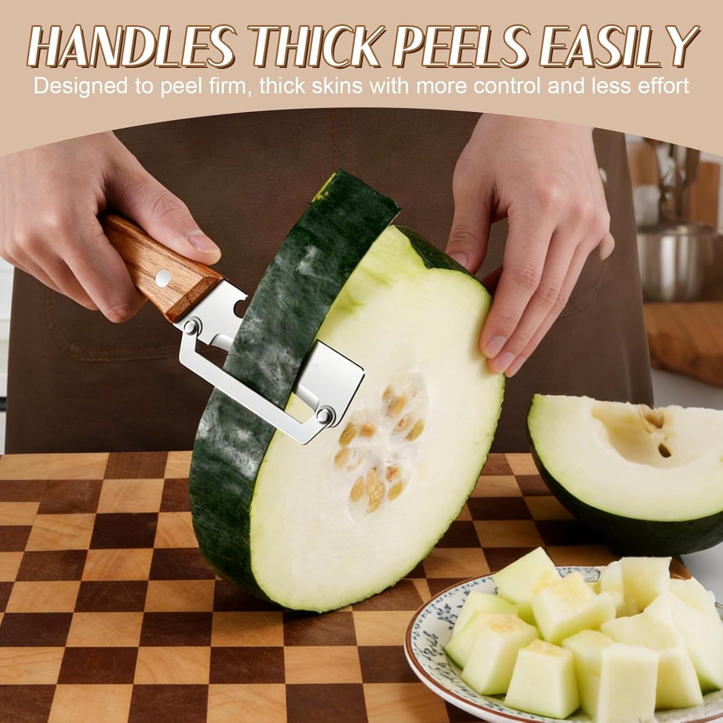 2026 Upgrade Vegetable Peeler With Wooden Handle, Stainless Steel Wide Blade Potato and Carrot Peeler, 3-in-1 Veggie Peeler With Scallion Shredder and Bottle Opener for Kitchen, Camping and Trave