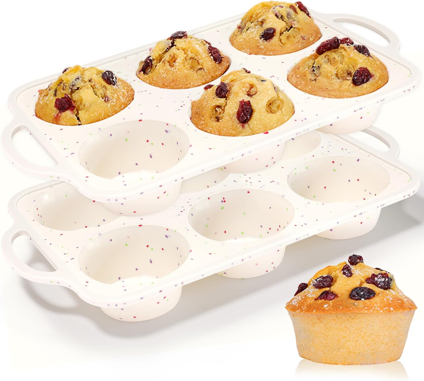 CAKETIME Mini Muffin Pan, Metal Reinforced Frame Mini Cupcake Pans 24 Cups Nonstick Muffin Silicone Molds with Handle for Baking Muffins, Cupcakes, Egg Bites 2 Pack