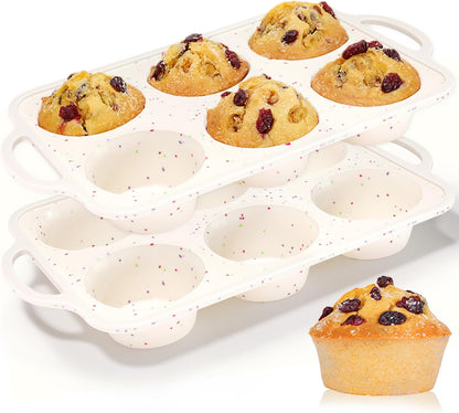 CAKETIME Mini Muffin Pan, Metal Reinforced Frame Mini Cupcake Pans 24 Cups Nonstick Muffin Silicone Molds with Handle for Baking Muffins, Cupcakes, Egg Bites 2 Pack