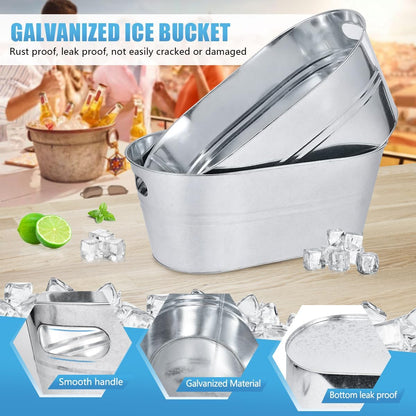 OBTANIM 4 Pack 4 Gallon Galvanized Ice Buckets Metal Champagne Drink Cooler Storage Ice Tub with Handles for Beer Cocktails Wine Beverage Home Parties Bar Cooling Supplies