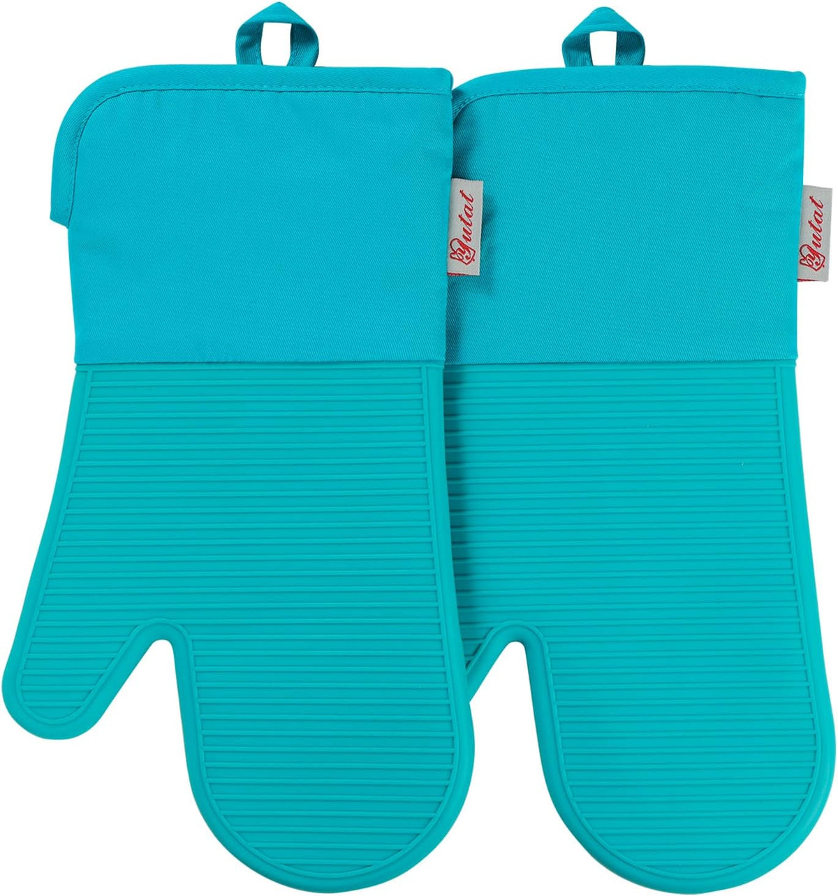 Yutat Silicone Oven Mitts - Oven Mitts and Pot Holders Sets Made of Non-Slip & BPA-Free Silicone, High Heat Resistant 500 Degrees, Perfect for Kitchen Cooking Baking BBQ, Peak Green