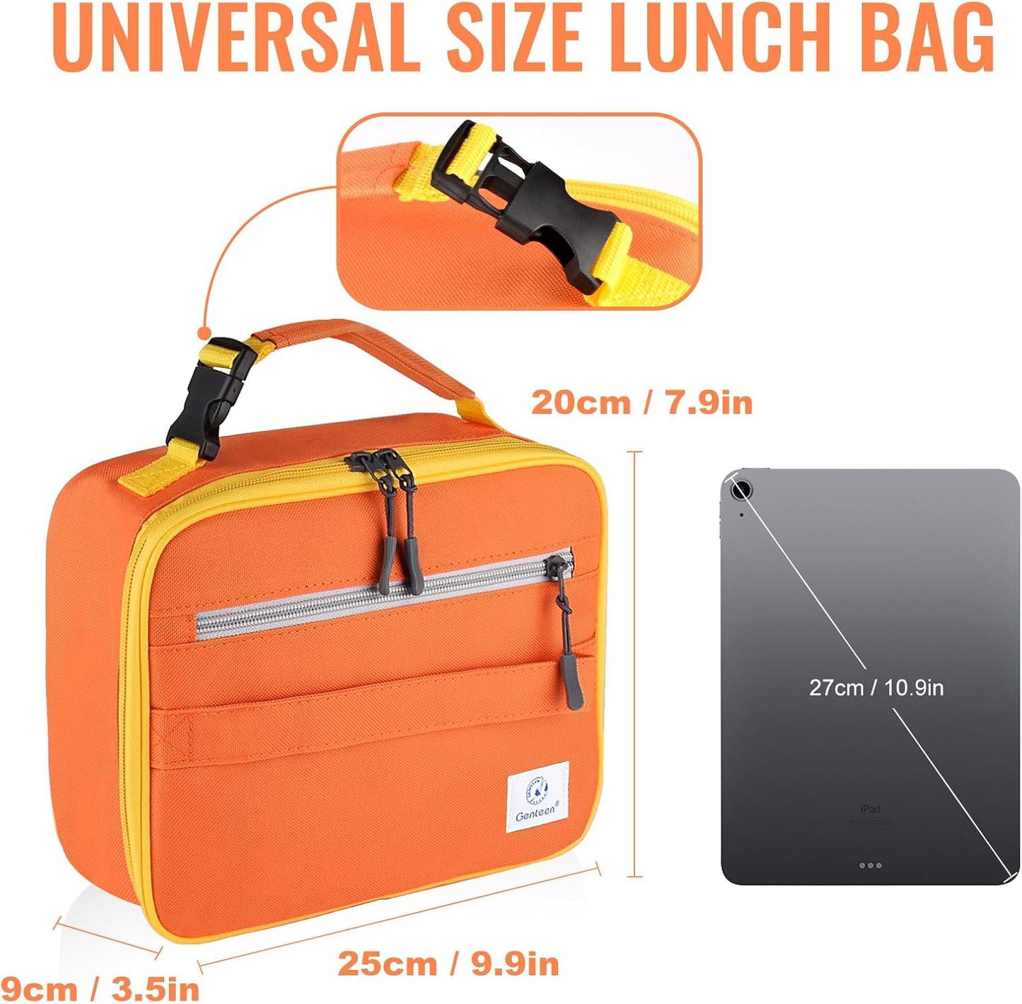 Genteen Lunch Box Kids, Insulated Lunch Bag Kids Boys Girls Back to School, Soft Lunch Box for Men Reusable Lunchbox for Office,Outdoor,School (Black)