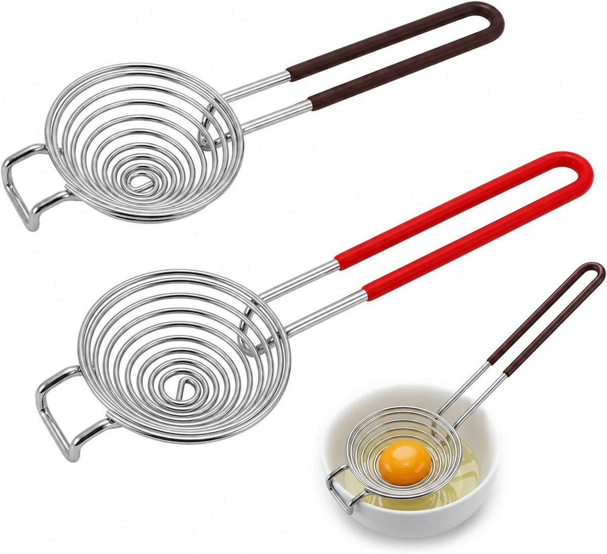 Egg Separator 2Pcs, Stainless Steel Long Handled Yolk White Divider