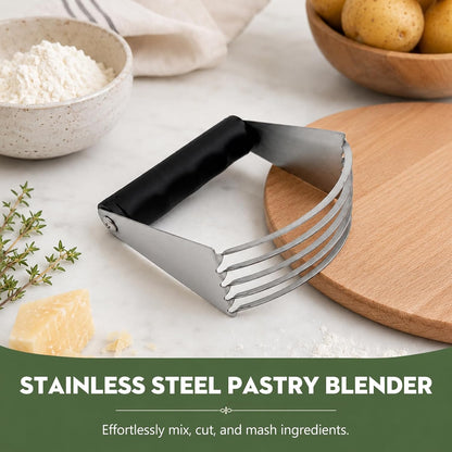 Stainless Steel Pastry Dough Blender and Cutter, Heavy-Duty Baking Mixer Tool with Sharp Durable Blades