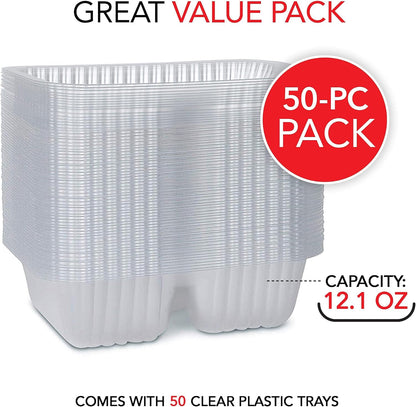 12oz Plastic Nacho Trays (100 Pack) Small Disposable Tray for Nachos & Cheese Dip, Concession Stand Supplies, Movie Night Snacks for Kids, Carnival Party Decorations, Food Boats, Snack Containers…