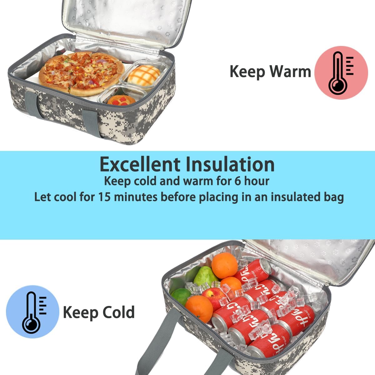 GYEUKHAM Insulated Casserole Carrier Bag - Large Portable Hot and Cold Food Storage Tote with Handles Thermal Bag for Parties, Picnics, Camping, Travel,Fits 9"x13" Baking Dish,Grey