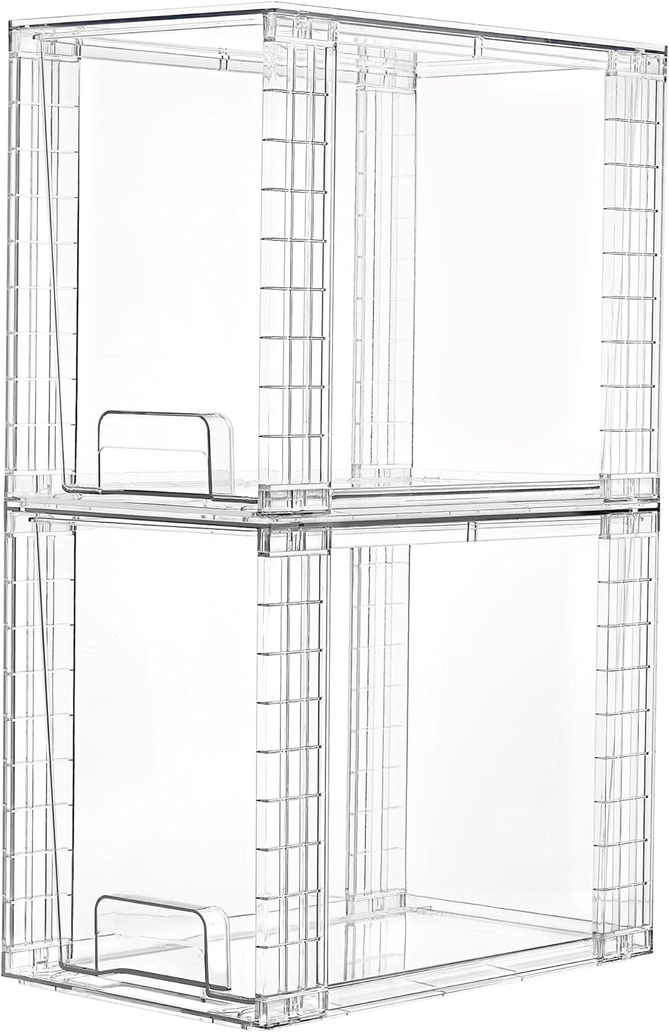 Vtopmart 4Pack Large Stackable Pantry Storage Drawers, Clear Organizer Bins with Handles, Acrylic Drawer Organizers for Kitchen, Pantry, Bathroom Undersink, Cabinet Organization and Storage