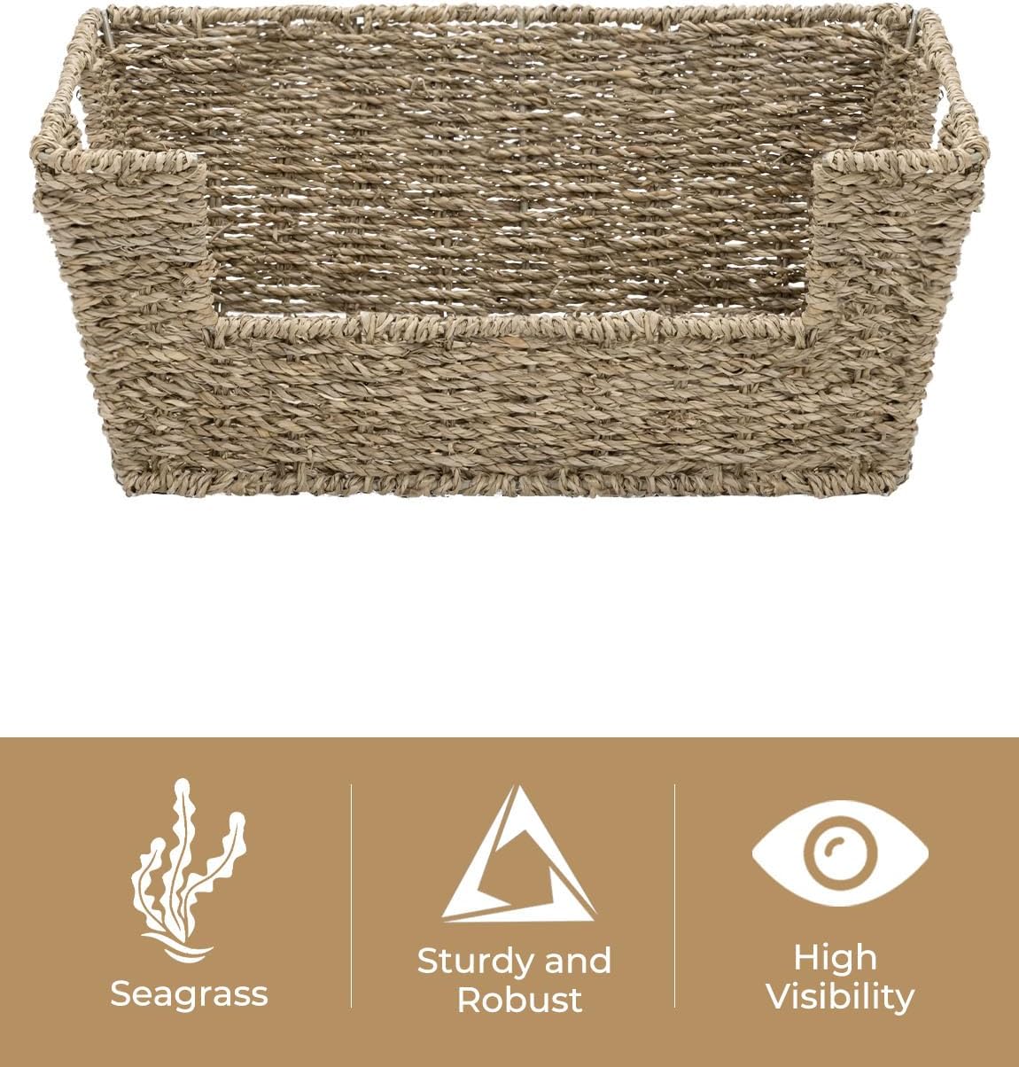 StorageWorks Round Paper Rope Woven Basket for Pantry Organizers and Storage, Stackable Pantry Storage Baskets for Shelves, Brown, 2-Pack
