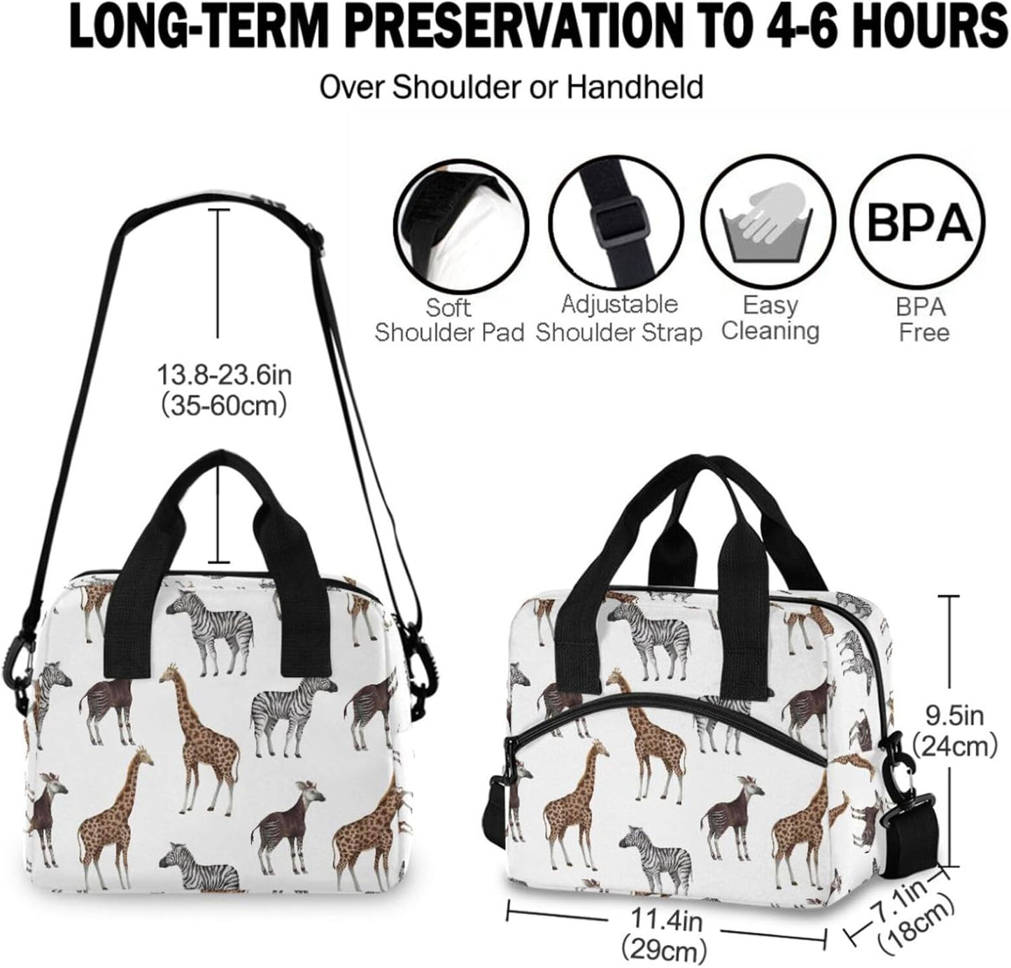 Colorful Leopard Insulated Lunch Bag Rainbow Animals Skin Print Reusable Cooler Lunch Tote Box with Shoulder Strap for Work Picnic School Beach