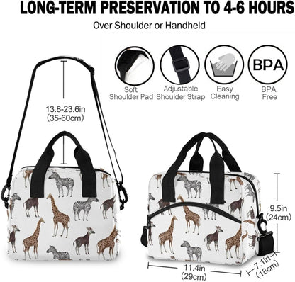 Colorful Leopard Insulated Lunch Bag Rainbow Animals Skin Print Reusable Cooler Lunch Tote Box with Shoulder Strap for Work Picnic School Beach