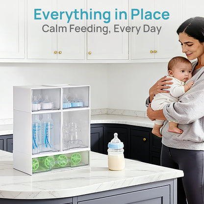 Vtopmart Stackable Storage Drawers Set of 5, Clear Plastic Organizer Bins for Baby Bottle, Beauty Supplies Storage, Ideal for Kichen Countertop, Vanity, Bathroom, Cabinet, Pantry Organization