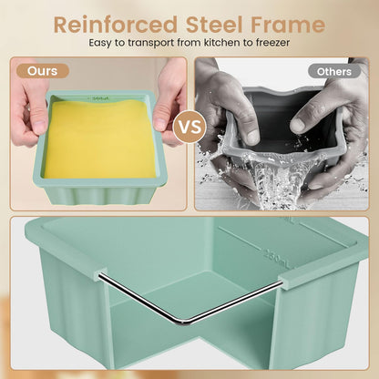 Silicone Freezer Tray for Soup Ice Cubes: 2-Cup Freezing Trays with Lid for Meal Prep - 4Pack Silicon Soup Portion Freeze Tray Make Stock Souped Ice Cube