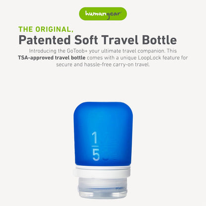 humangear GoToob+ (XL) | Refillable Silicone Travel Bottle | Locking Lid | Food-Safe Material | Blue, XL (6 fl.oz.; 177ml)
