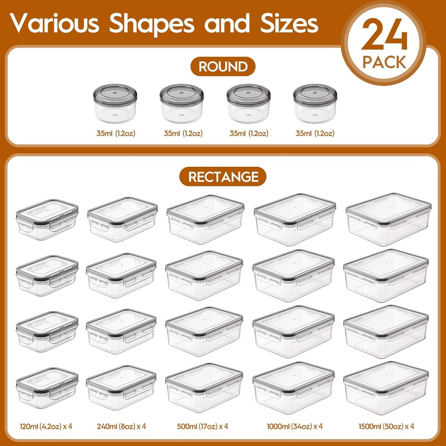 40 PCS Food Storage Containers with Lids Airtight (20 Containers & 20 Lids), Leak proof Meal Prep Container Set for Kitchen Storage, BPA-free, PVC-free Plastic, Microwave/Dishwasher Safe, Labels & Pen