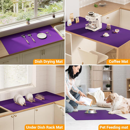 Food Grade Silicone Table Protector Mat 47x24 Inch, Heat Resistant Desk Pad for Baking/Painting/Resin/Welding, Non-Slip Waterproof Surface Easy Clean (3 Colors) (Gray)