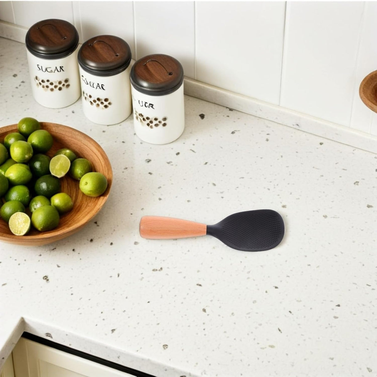 MAGICLULU Silicone Rice Paddle with Wooden Handle, Non Stick Rice Spoon